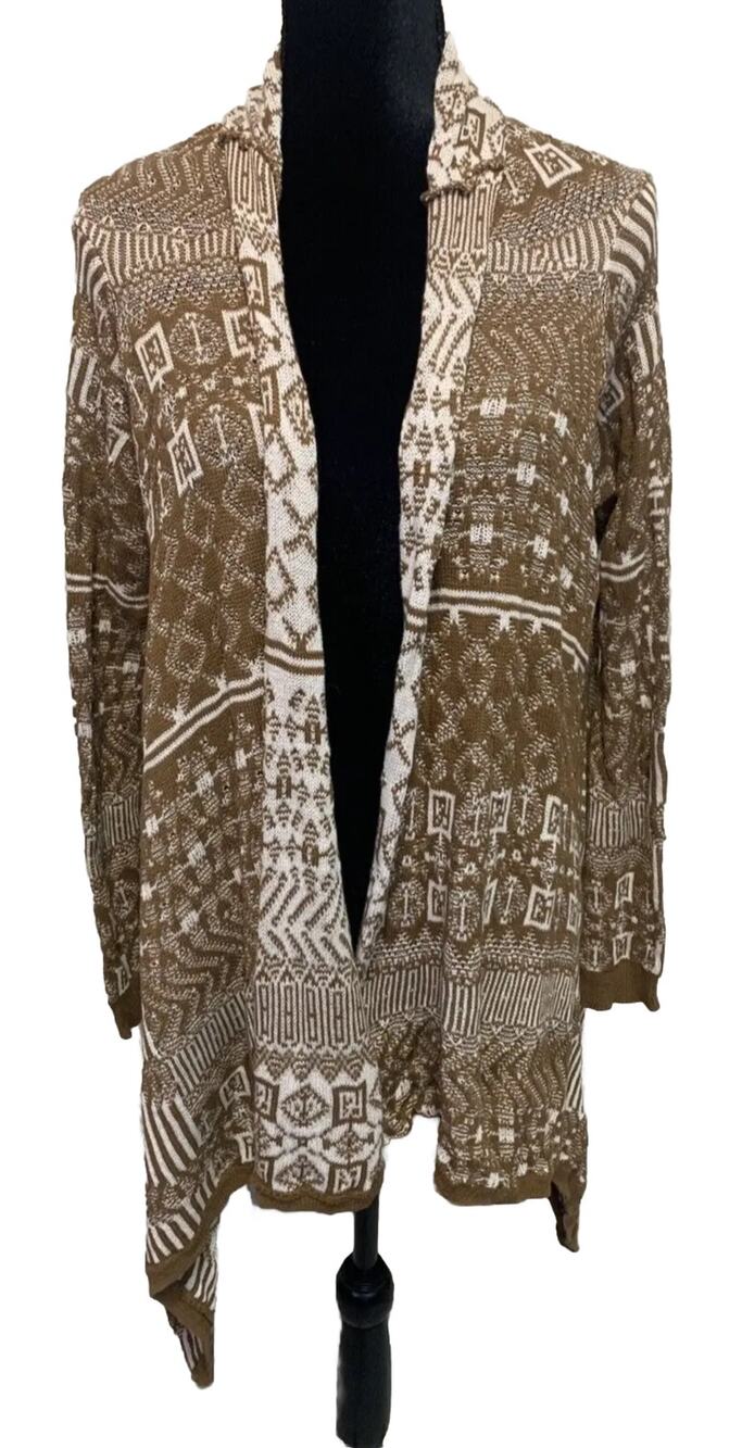 Sun & Shadow Womens Cardigan Size Large Ethnic Aztec Boho Western Wrap Sweater